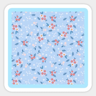 Cute Blue Spring Flowers Pattern Sticker